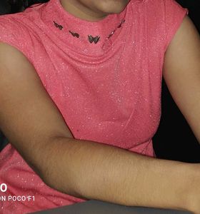 Pink Mock Neck Sparkle Dress