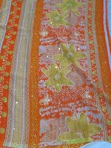Orange Floral Saree