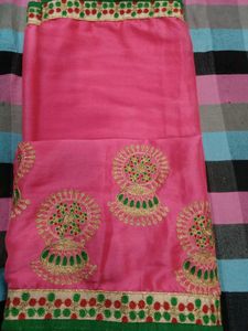 Pink Saree with Embroidery