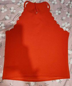 Cute red Scalloped Tank Top