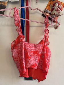 Red Paisley Crop Top