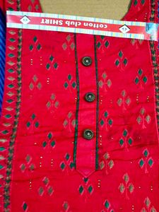 Readymade Red Printed Kurta Set
