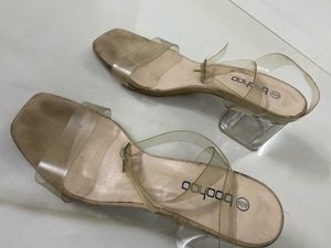 Clear Strap Block Heel Sandals