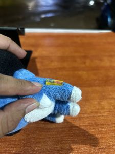Cute Blue Cat Plush Keychain with Black Bob