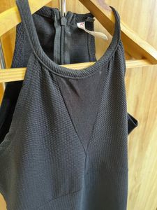 Black Halter Mesh Neck Dress