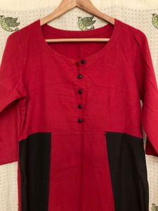 Red And Black Combination Kurti