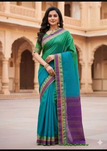 Elegant Green & Blue Saree
