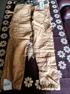 Khaki Cargo Pants with Belt