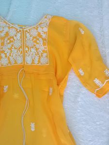Mustard Chikankari Kurti