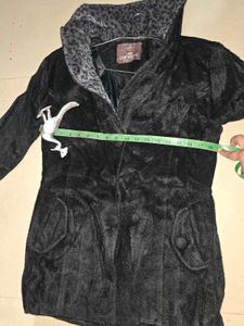 Cherrific Black Velvet Leopard Print Coat