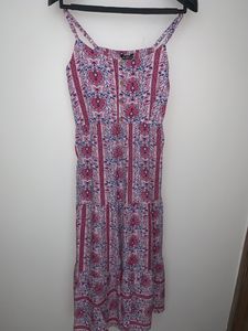 XL size - Zudio Pink and Blue Shoulder Straps Maxi Dress