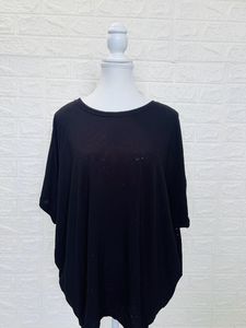 Black Half Sleeves Batwing Thick Top Wear