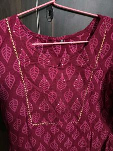 Pink Kurti with Pant And Printed Dupatta