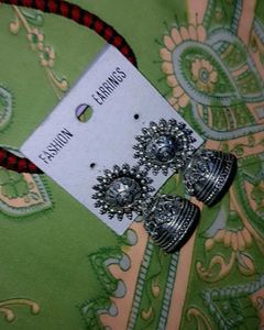 Silver Jhumka Earrings