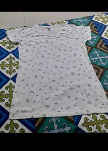 Cute Printed White T-Shirt