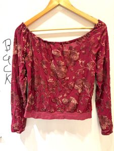 Floral Velvet Bardot  Top