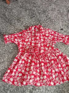Red &amp; White Floral Baby Dress