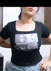 Y2k Graphic Deep Neck Crop Top