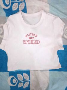 Y2k White "A Little Bit Spoiled" Baby Tee