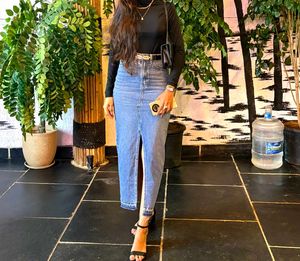 Denim Slit Skirt