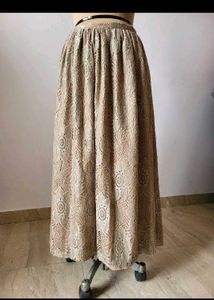Elegant Beige Patterned Skirt