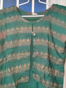 Green With Golden Kurti XS/S