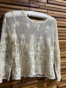 Mesh Party Top With Gold Details