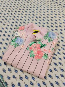 Floral Striped Short Sleeve Shirt