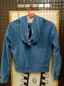 Blue Denim Zip-Up Hoodie