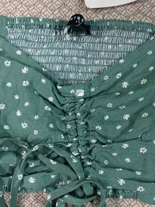 Green Floral Crop Top