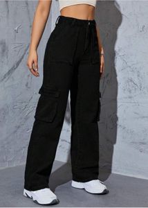 Black High-Waisted Cargo Pants