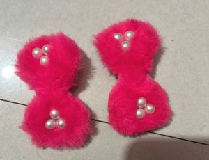 Pink Fuzzy Hair Clips