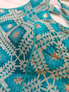 Embroidered Teal Blouse