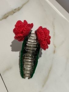 Crochet Rose Hair Clip