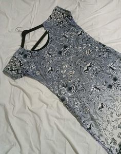 Elegant Grey & Black Floral Printed Kurta