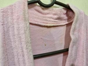 Pink Short Sleeve Bath Robe for Women