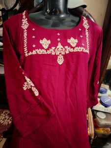 Maroon Colour Kurta Designer Neck