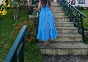 Blue Gingham Maxi Dress Urbanic
