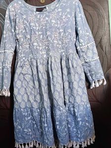 Floral Embroidered Tassel Dress