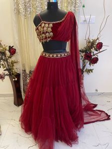 Maroon Net Lehenga Choli