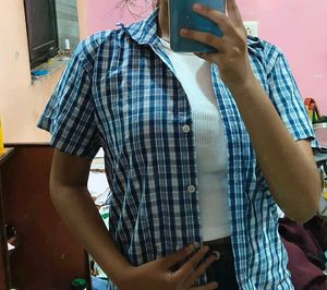 Trendy Blue Checkered Shirt