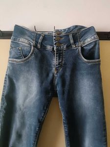 Shaded Blue Three Buttoned Jeans