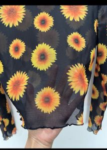 Mesh Sunflower Crop Top