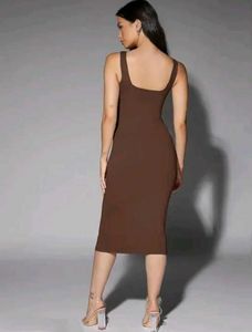 Brown Bodycon Midi Dress