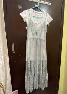 Dusty Blue Piece Midi Dress.