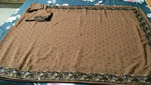 Embroidered Saree with stitch Blouse