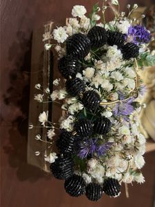 Black Beaded Hoop Earrings