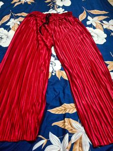 Red Pleated Palazzo Pants