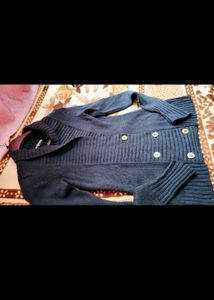 Navy Blue Woolen Over Coat For Styling