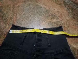 Black High-Waisted Denim Mini Skirt